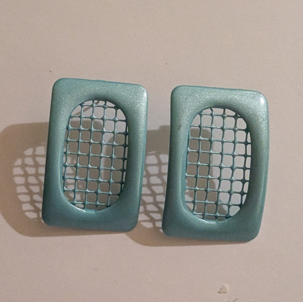 1980s Blue Rectangular Earrings - image 1